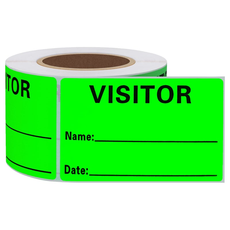 Hybsk Visitor Badge Stickers Guest Temporary Pass Name Identification Neon Fluorescent Green Labels 2 x 3 inch Stickers 300 Labels Per Roll (Fluorescent Green) - Image 4